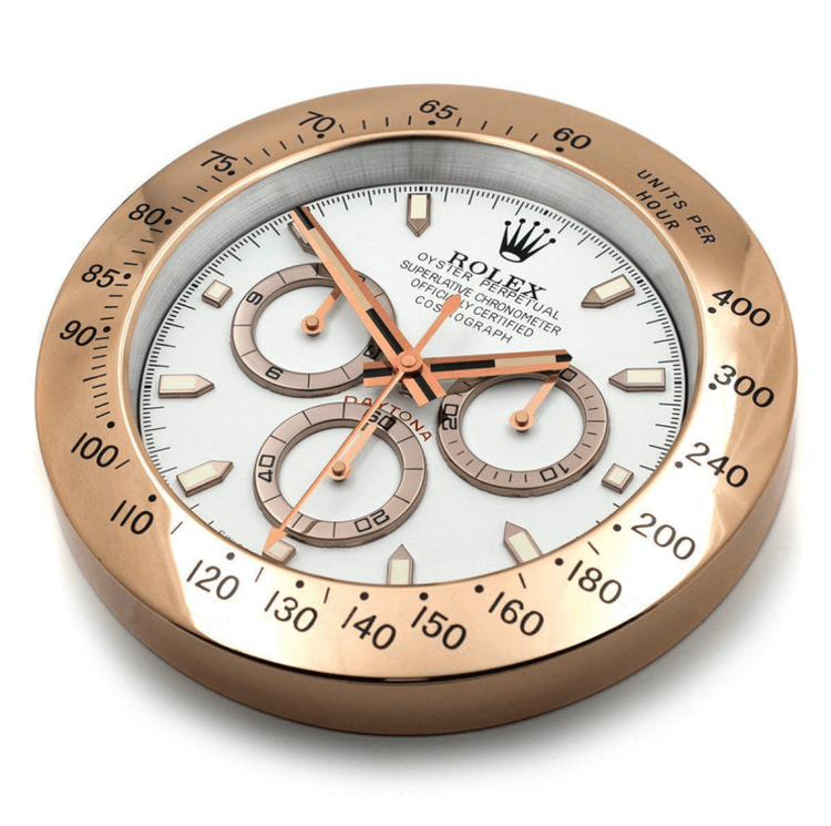 Rolex Daytona Rose Gold & White Wall Clock