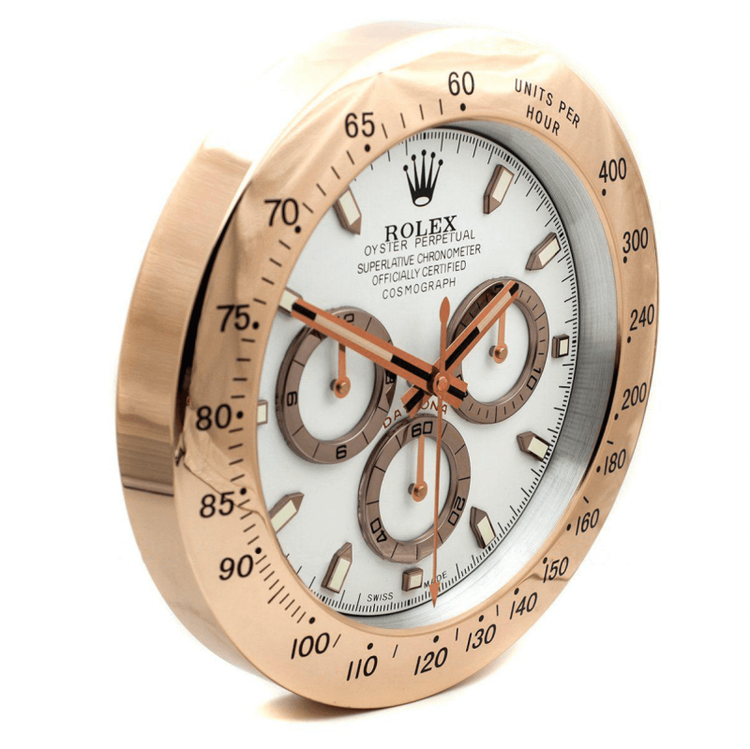 Rolex Daytona Rose Gold & White Wall Clock