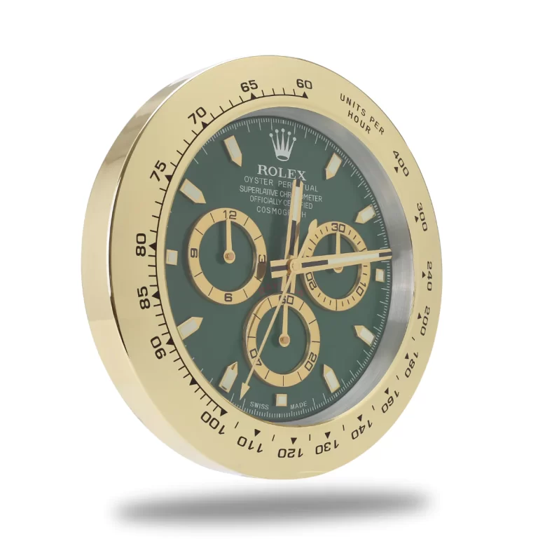 Rolex Daytona Gold & Green Wall Clock