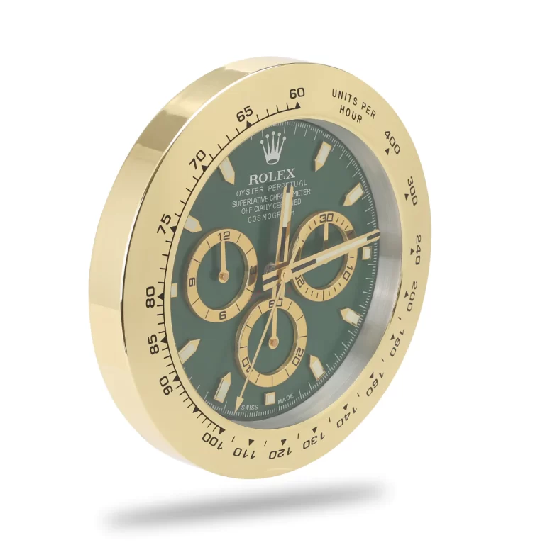 Rolex Daytona Gold & Green Wall Clock