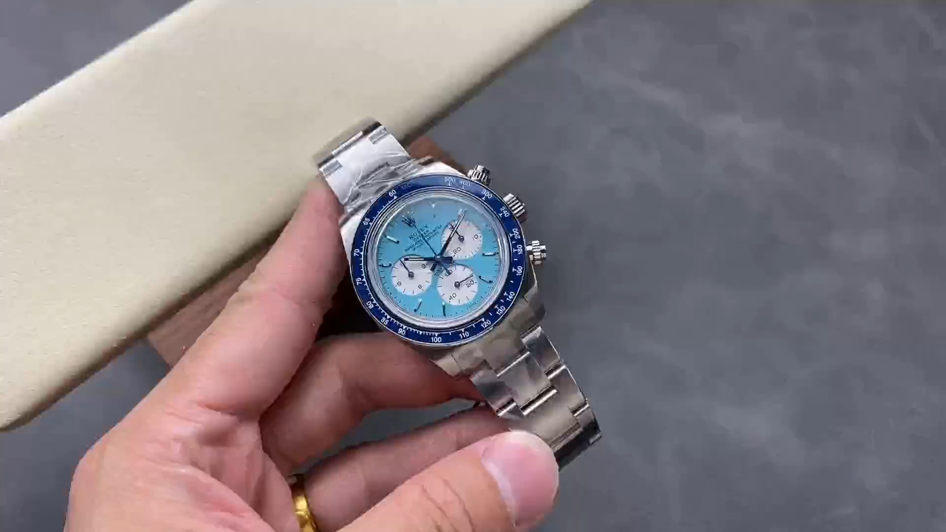 Full watch view of the Rolex Daytona Artisans de Genève Customized 40mm shown, highlighting the blue dial. - Video