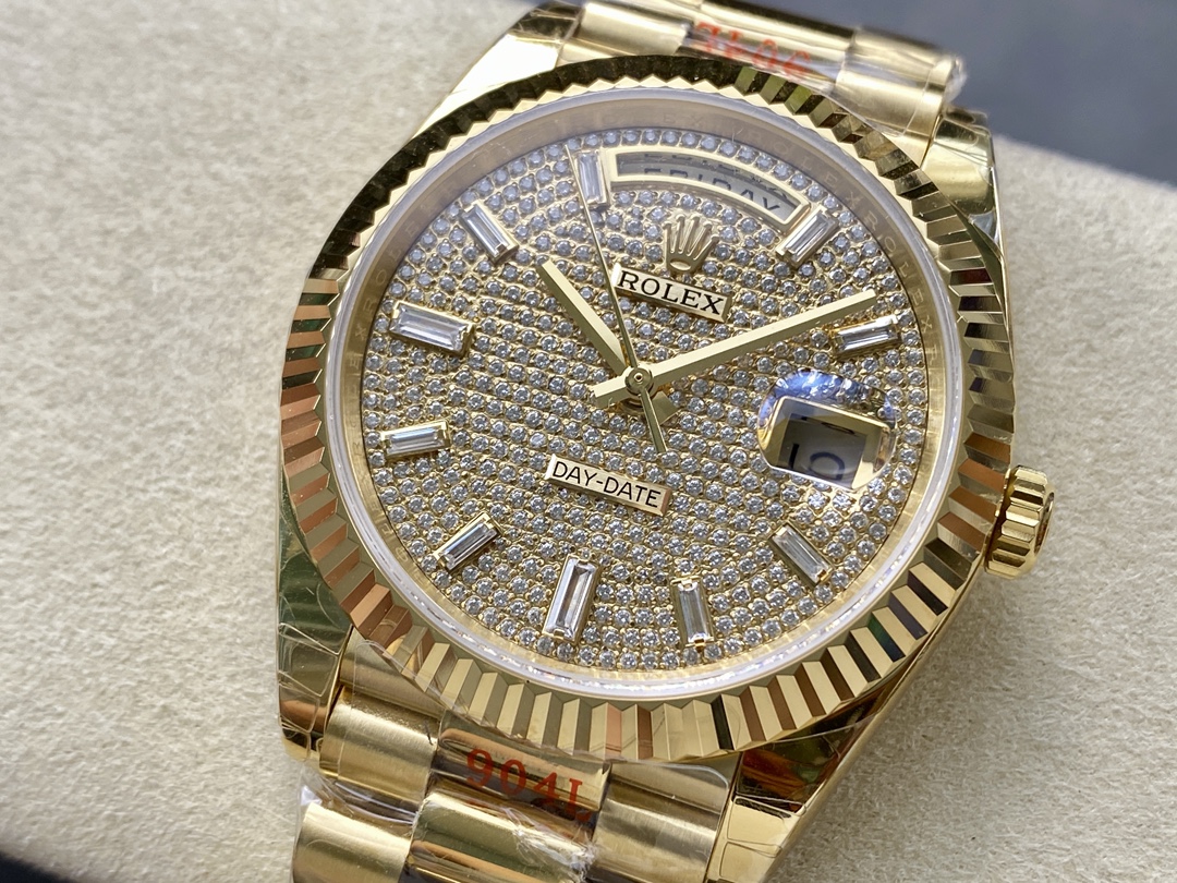 Rolex Day Date 40 Yellow Gold Pave Diamond Dial M228238 0054 Men's Watch