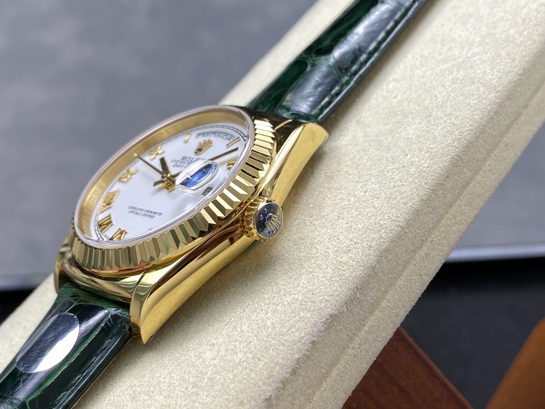 Rolex Day Date 36 White Dial Solid 18k Yellow Gold 118138 Roman