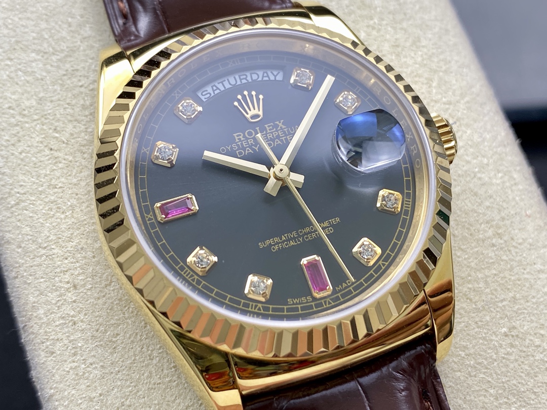 Rolex Day Date 118138 0020 Yellow Gold Diamond Ruby 36 mm