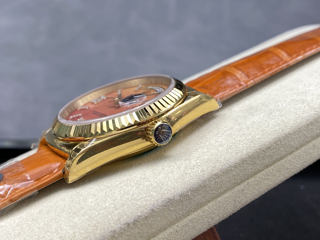 Rolex Day-Date 128238 Fluted Bezel Carnelian dial 36MM Unisex Replica Watch