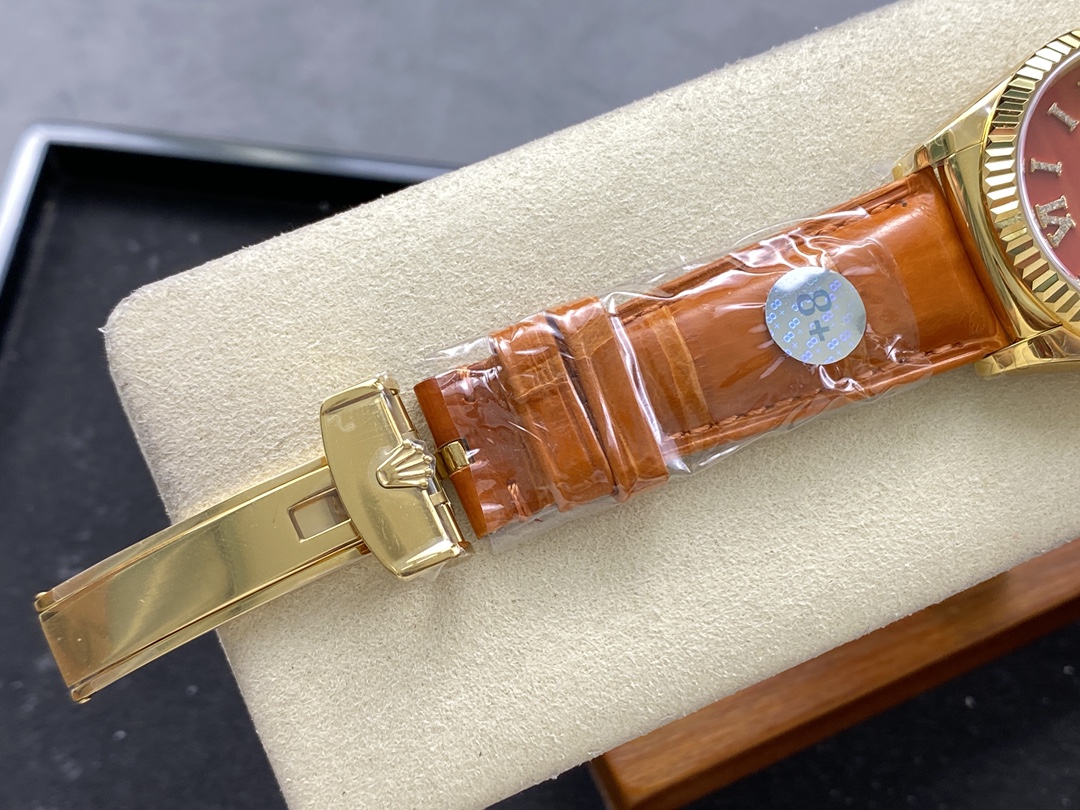 Rolex Day-Date 128238 Fluted Bezel Carnelian dial 36MM Unisex Replica Watch