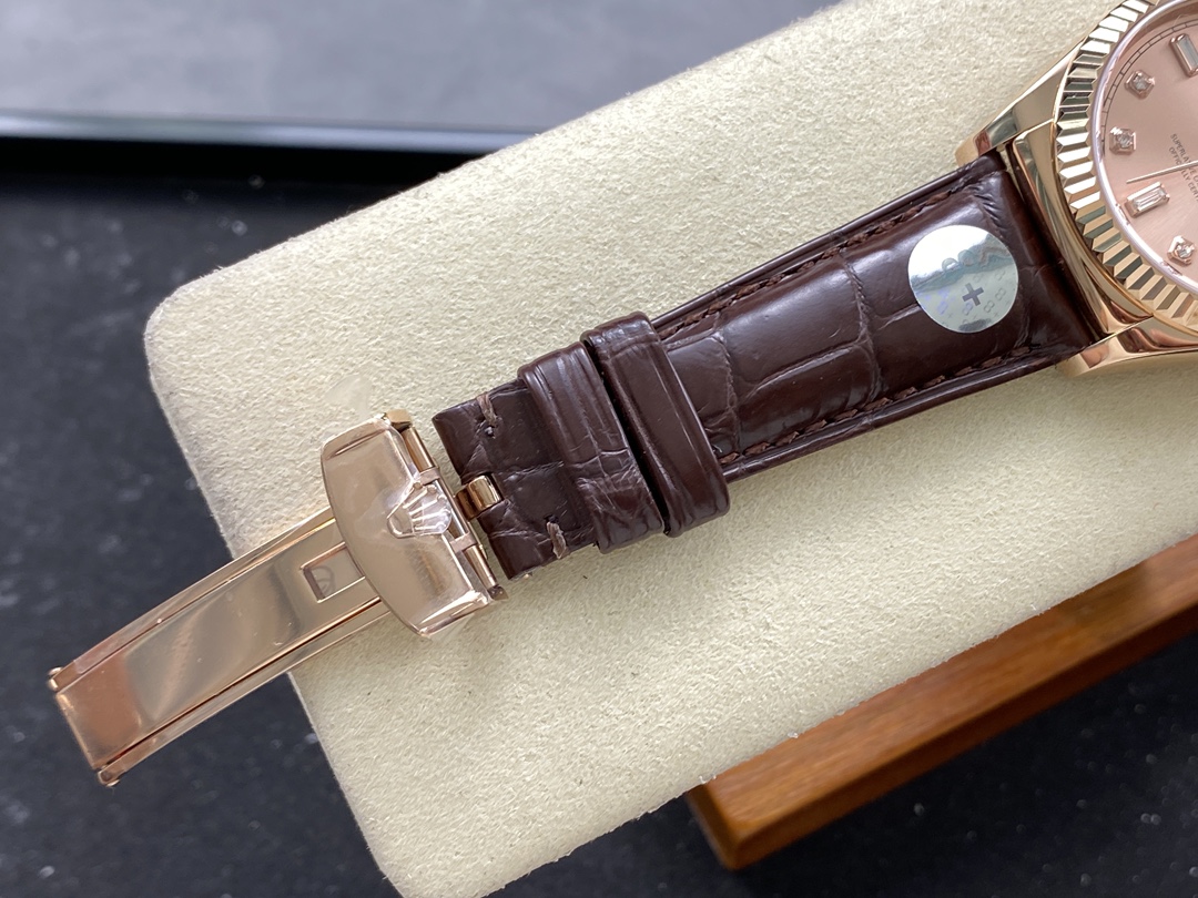 Rolex Day Date 36 Yellow Gold Case 118135 0101 Brown Leather Watch