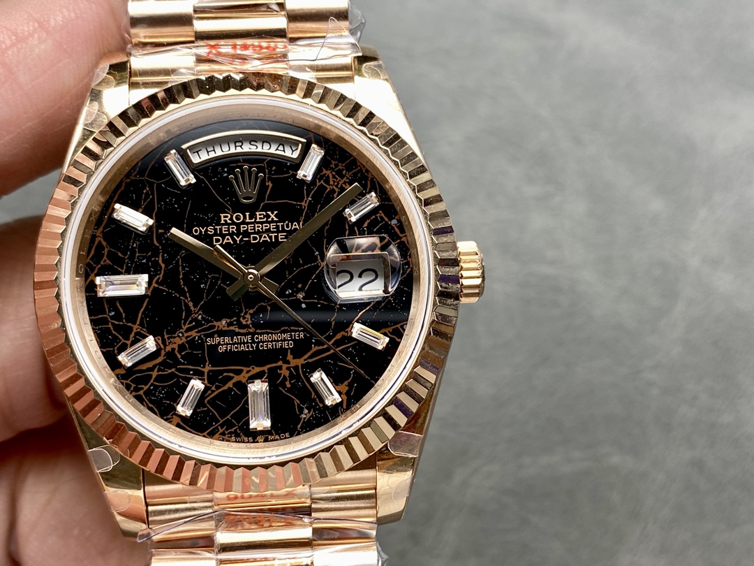 Rolex Day Date 40 Eisenkiesel Baguette Automatic Diamond M228235 0045 Mens Watch