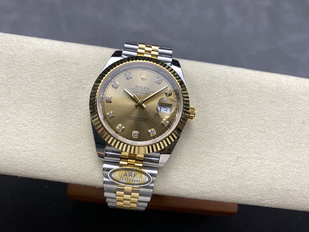2022 Rolex Datejust Champagne Diamond Dial Two Tone M126333-0012 41mm Mens Replica Watch