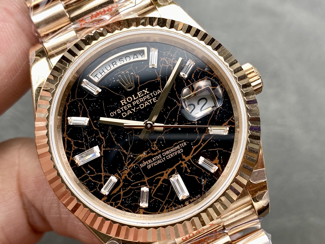 Rolex Day Date 40 Eisenkiesel Baguette Automatic Diamond M228235 0045 Mens Watch