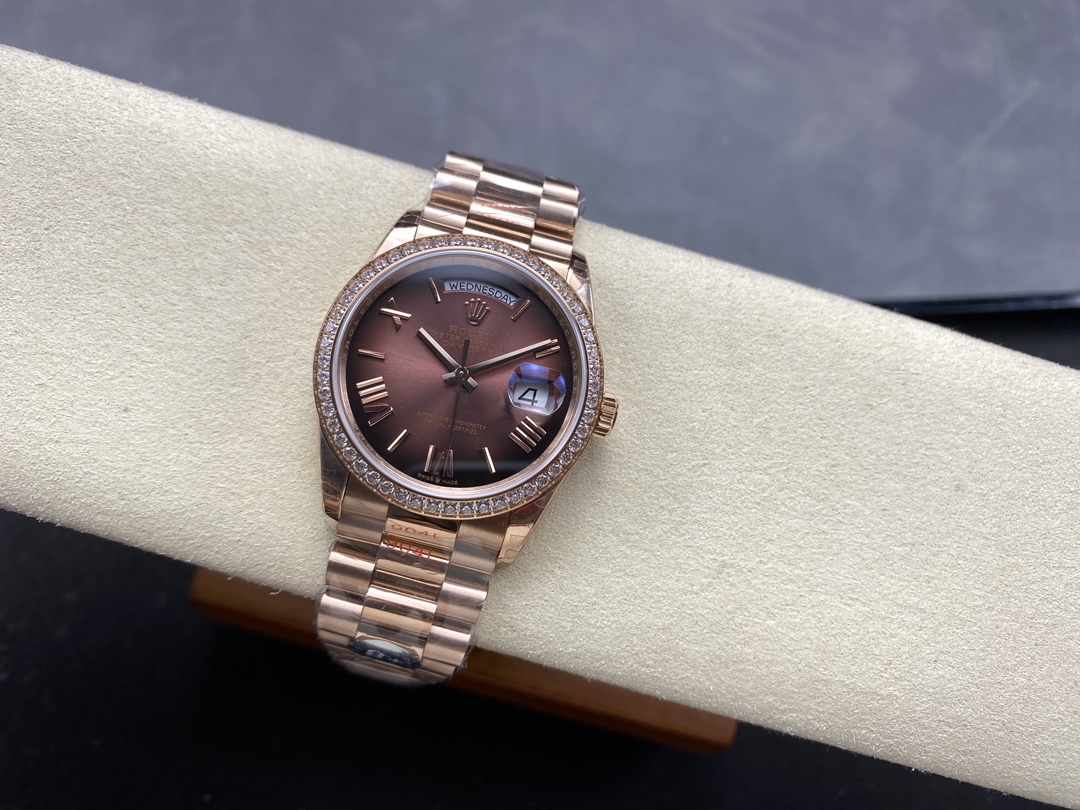 Rolex Day Date 36 Everose Gold Diamond Bezel m128345rbr 0075
