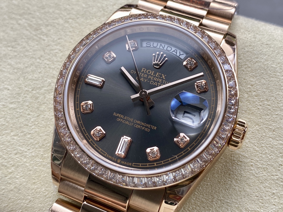 Rolex Day-Date 128345RBR Slate Dial Everose Gold 36MM Unisex Replica Watch