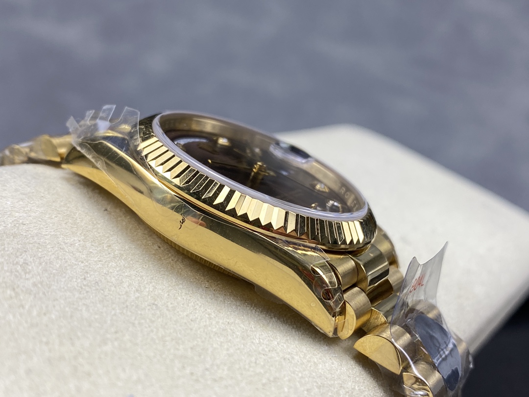 Rolex Day-Date 128238 Fluted Bezel Dark Grey Dial 36MM Unisex Replica Watch