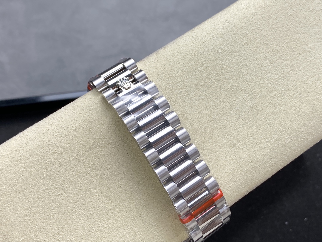 Rolex Day Date 36 Platinum Pink Opal Diamond-Set Roman Dial Diamond Bezel m128396tbr 0009