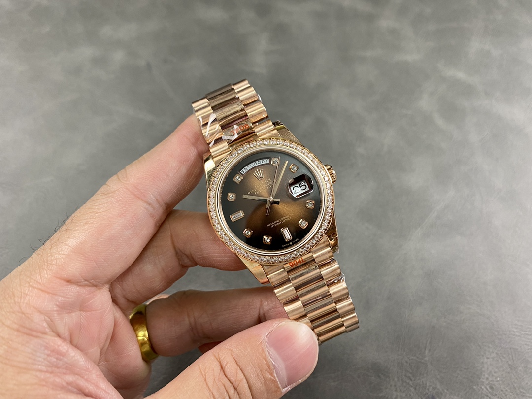 Rolex Day-Date 128345RBR Brown Ombre Dial Everose Gold 36MM Unisex Replica Watch
