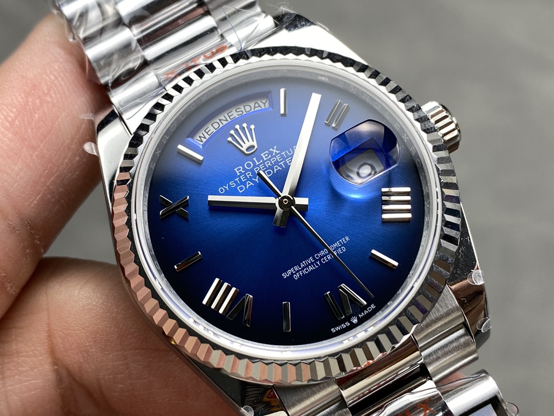 Rolex Day Date 36 White Gold Blue Ombre Dial M128236 0020