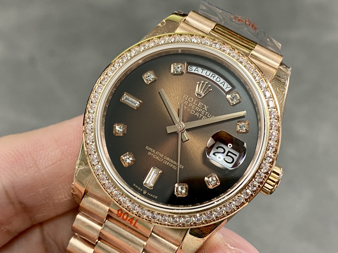 Rolex Day-Date 128345RBR Brown Ombre Dial Everose Gold 36MM Unisex Replica Watch