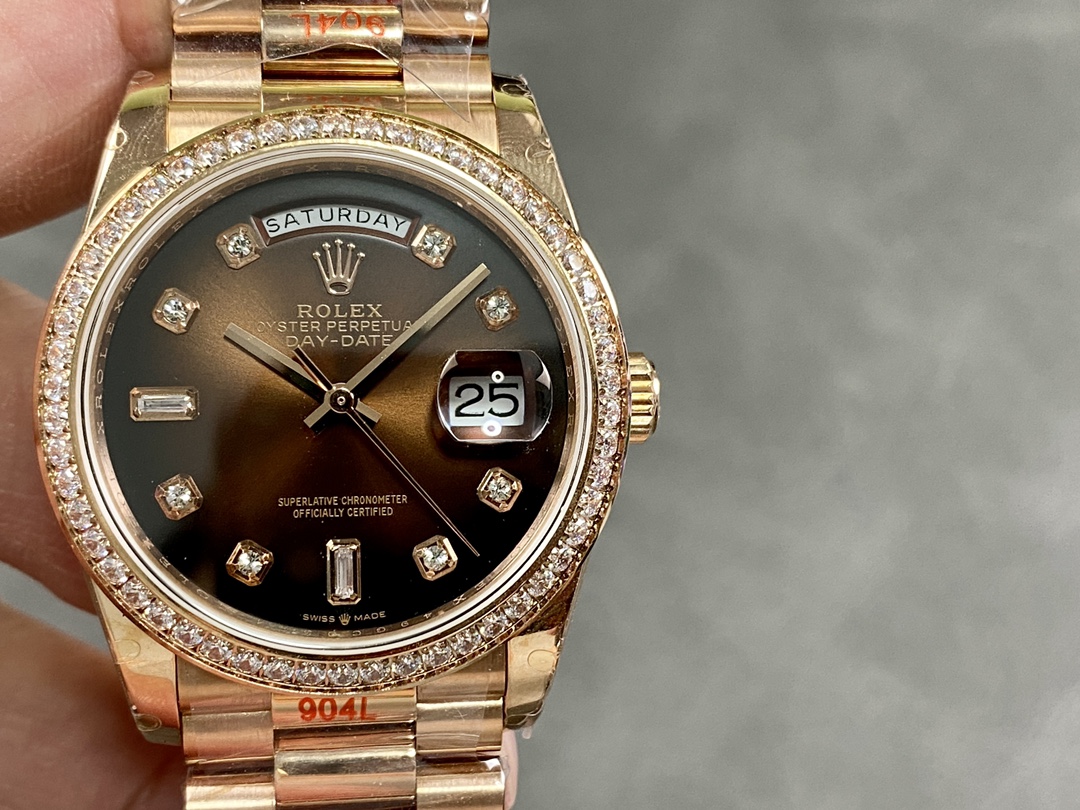 Rolex Day-Date 128345RBR Brown Ombre Dial Everose Gold 36MM Unisex Replica Watch