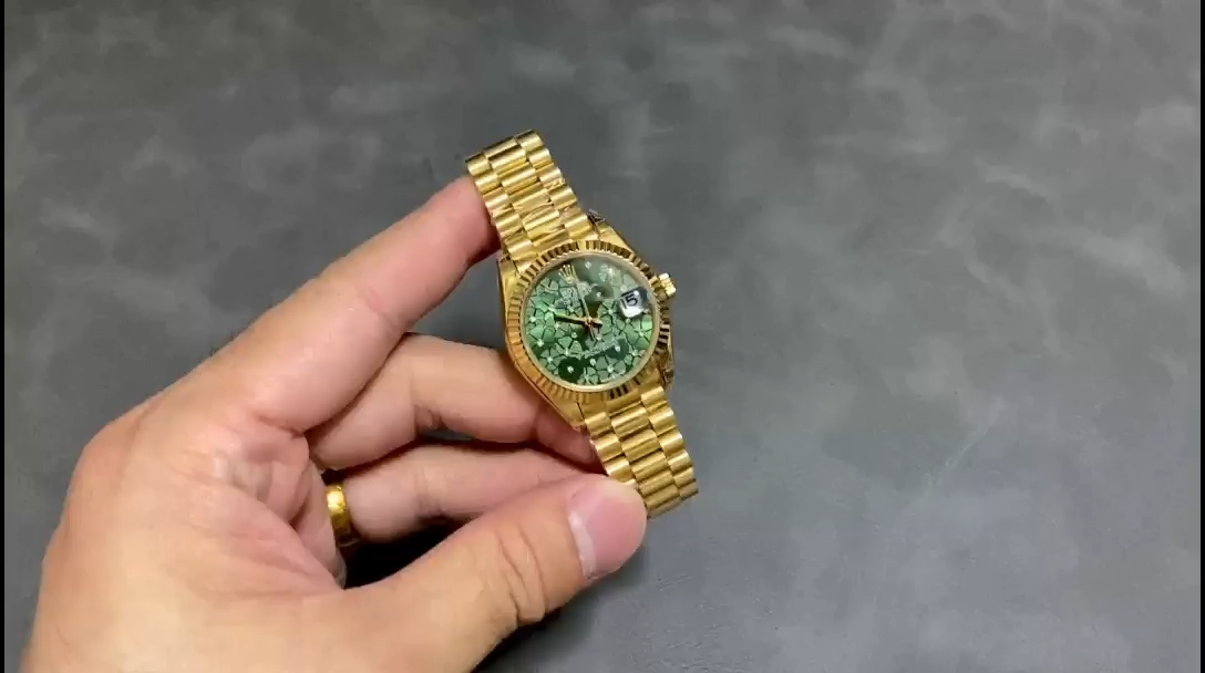 Rolex Datejust 31mm Yellow Gold 278278 Olive Green Floral President m278278 0046
