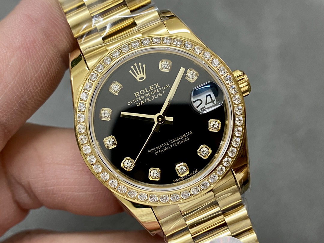 Rolex Datejust 31mm Yellow Gold Black Dial 178288 0011 Ladies Watch