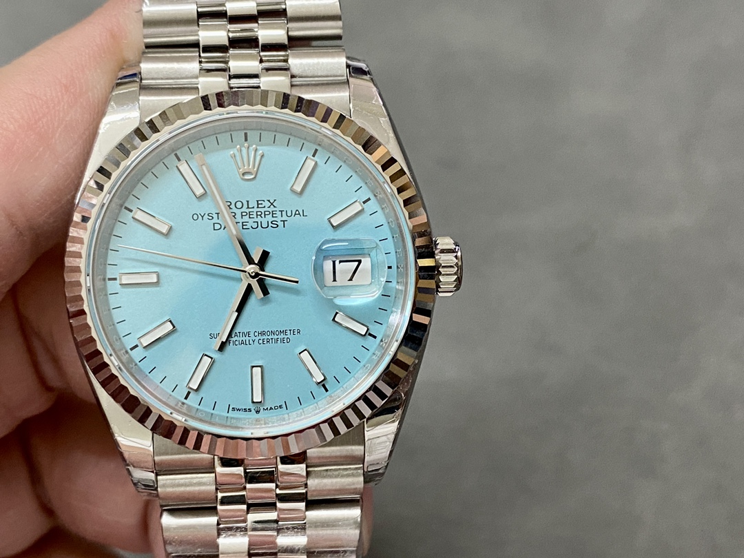 Rolex Datejust 126234 Blue Index Dial Fluted Bezel 36MM Unisex Replica Watch