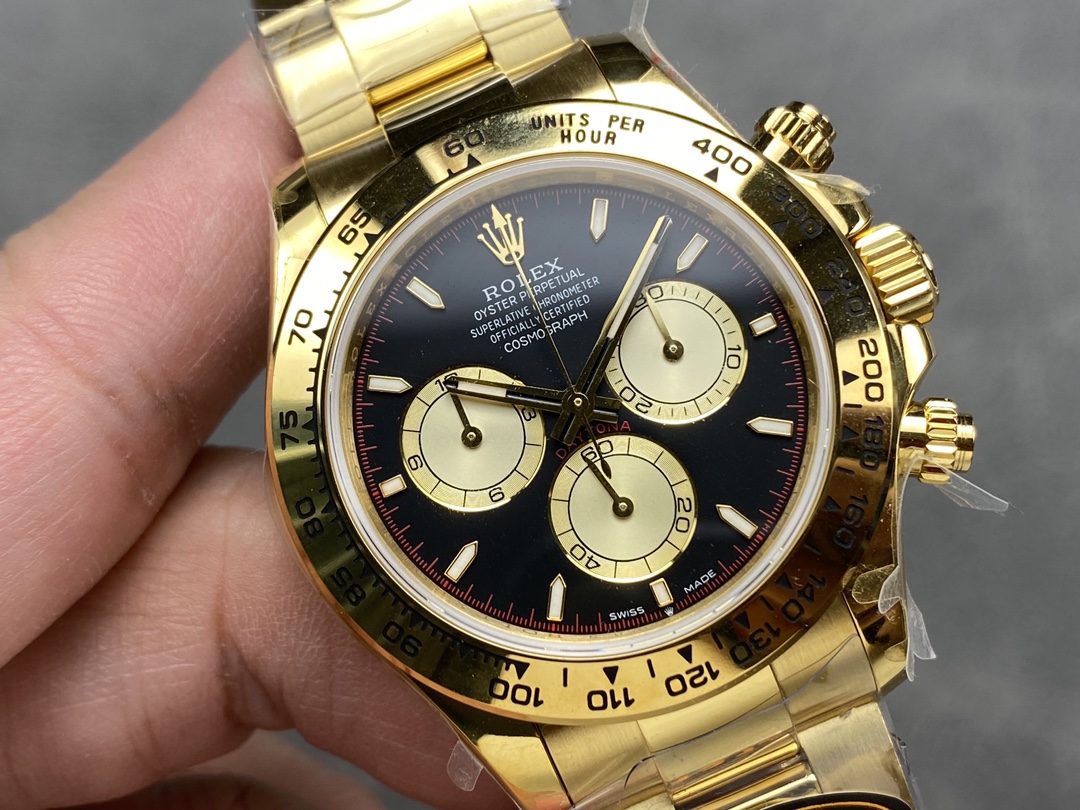 Rolex Daytona 116528 Yellow Gold Black Paul Newman Dial 40mm Mens Replica Watch