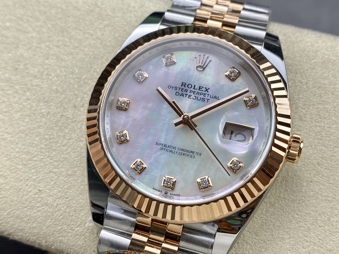 Rolex Datejust 126333 0018 41mm White Mother of Pearl Diamond Dial Men's Watch