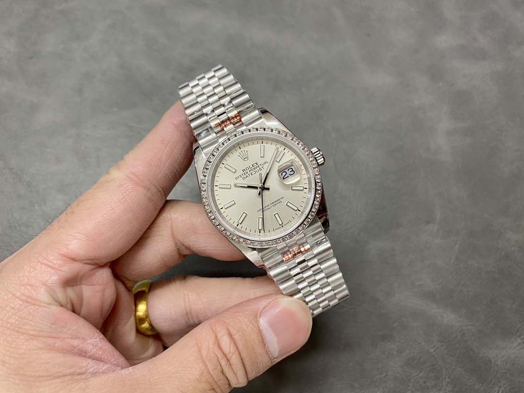 Rolex Datejust 36 White Gold & Diamonds Silver Dial M126284RBR 0005 Women's Watch