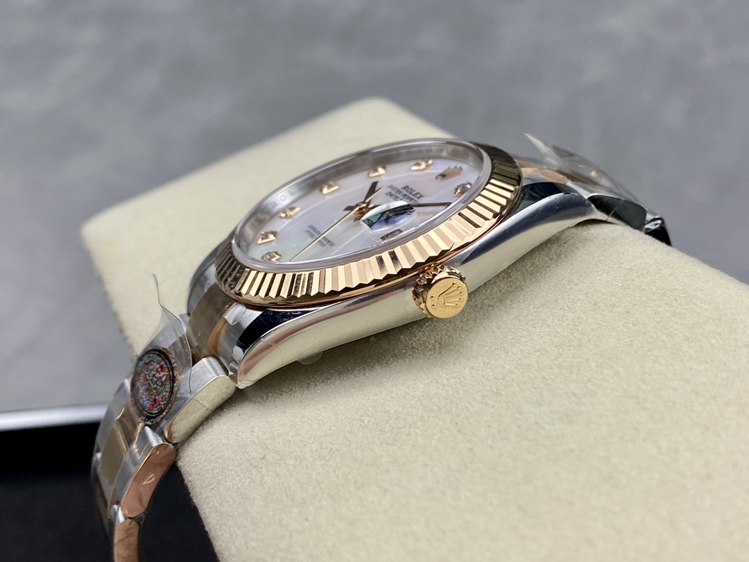 Rolex Datejust 41mm Steel and Yellow Gold 126333 0017 White Mop Diamond Oyster