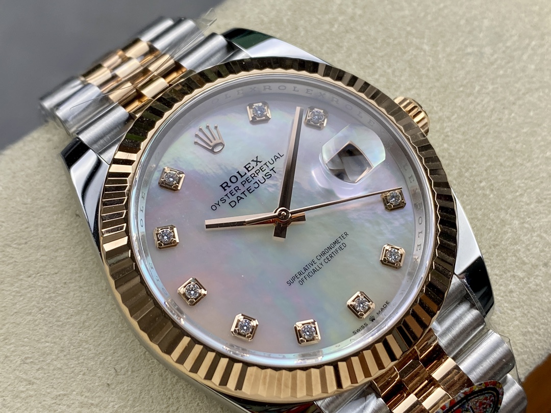 Rolex Datejust 126333 0018 41mm White Mother of Pearl Diamond Dial Men's Watch