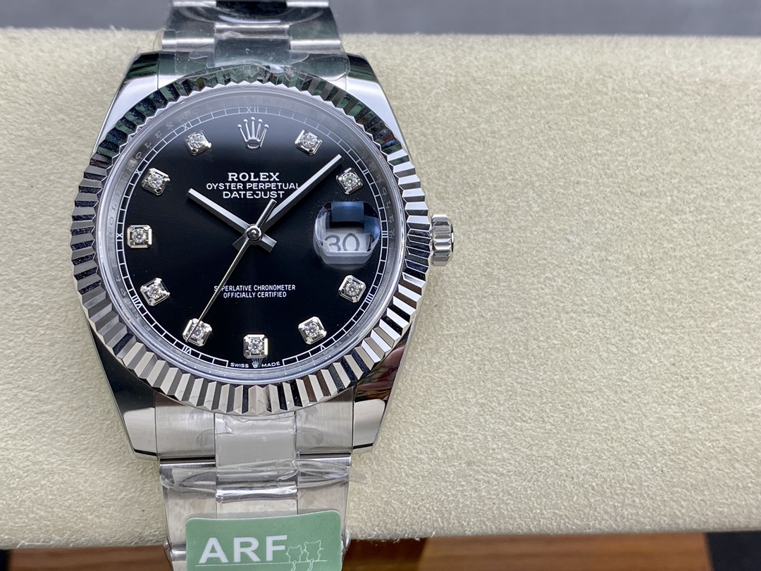 Rolex Datejust 41 Fluted Bezel Black Diamond Dial m126334 0011 Mens Replica Watch
