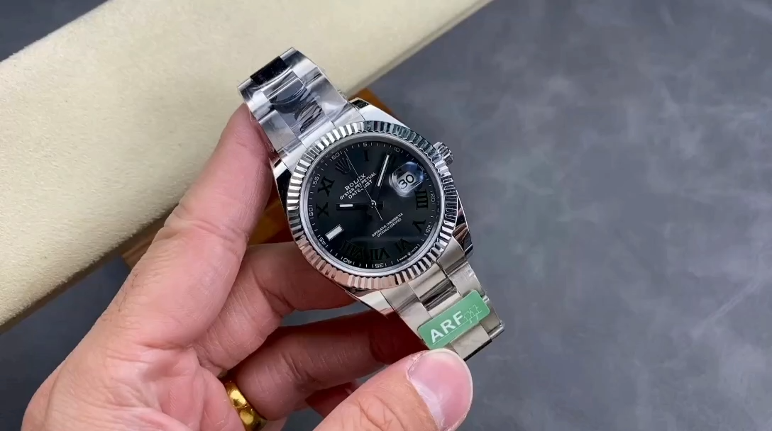 Rolex Datejust m126334 0021 Fluted Bezel Grey Wimbledon Dial 41MM Mens Replica Watch