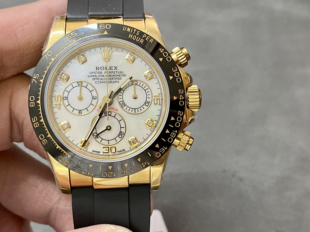 Rolex Daytona 116518LN Rubber Strap MOP Diamond Dial 40mm Mens Replica Watch