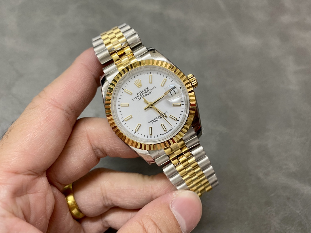 Rolex Datejust m126233 0019 White Index Dial Fluted Bezel 36MM Unisex Replica Watch