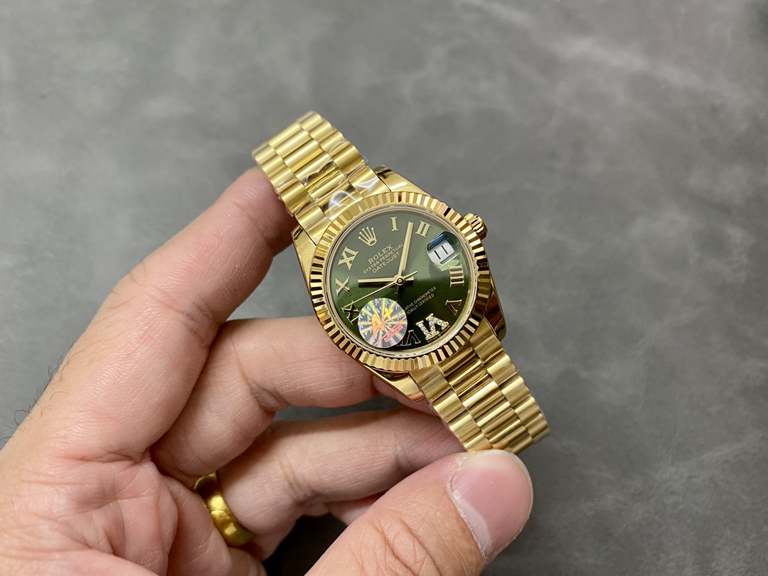 Rolex Datejust 31 Yellow Gold Green Dial m278278 0030 Women's Watch