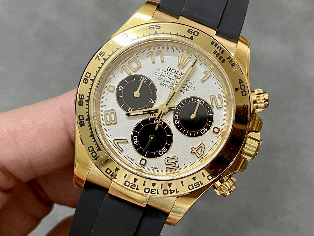 Rolex Daytona 116528 White Arabic Dial Yellow Gold 40mm Mens Replica Watch
