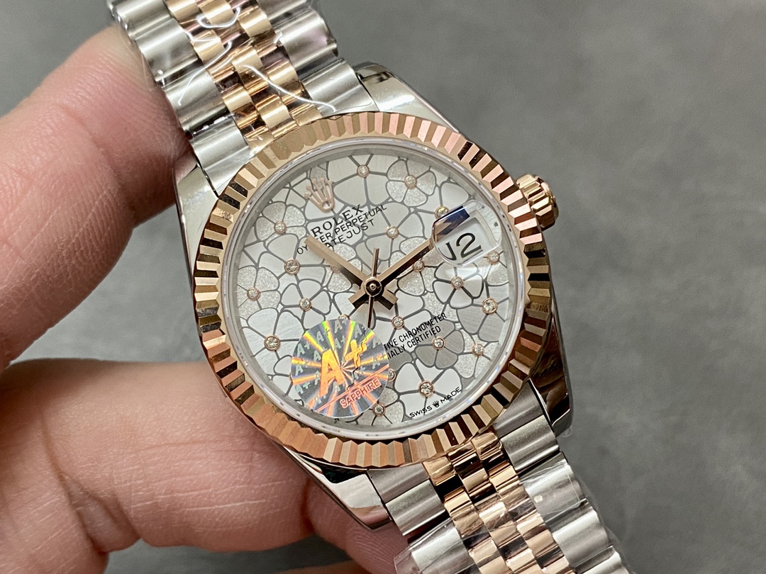 Rolex Datejust 31mm Rose Gold 278271 Silver Floral Jubilee Women's Watch