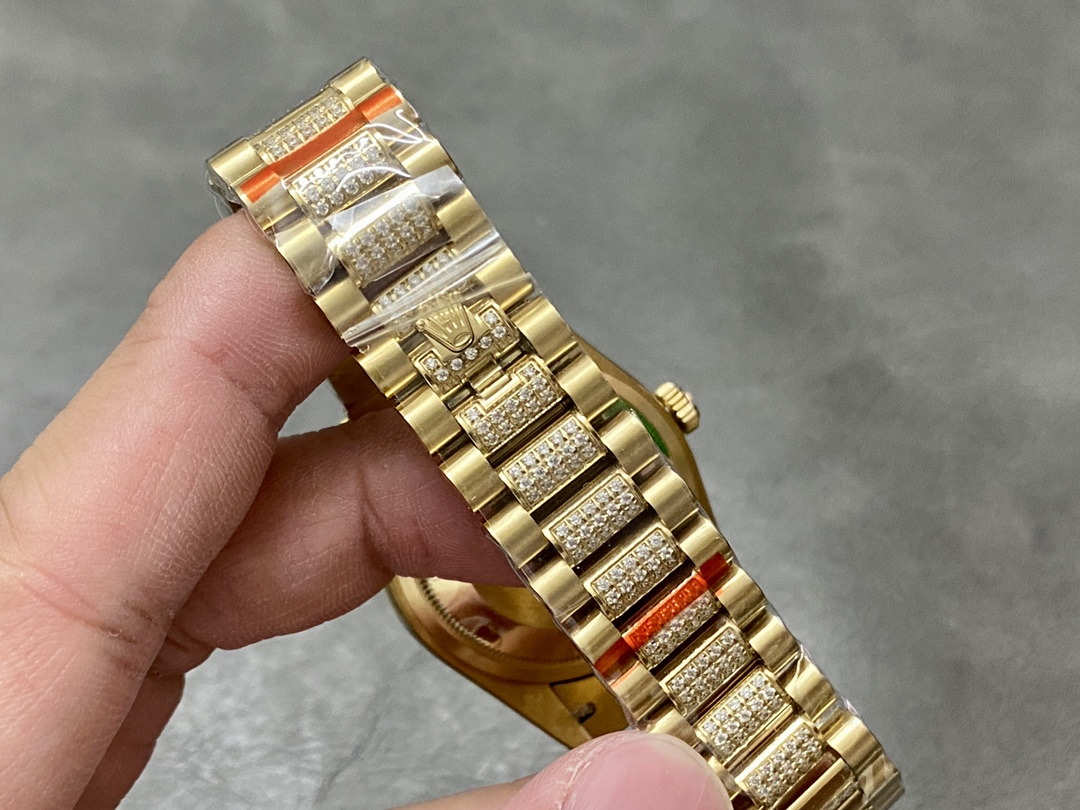 Rolex Day Date 36 Yellow Gold Diamond Bezel MOP Dial m128348rbr 0019