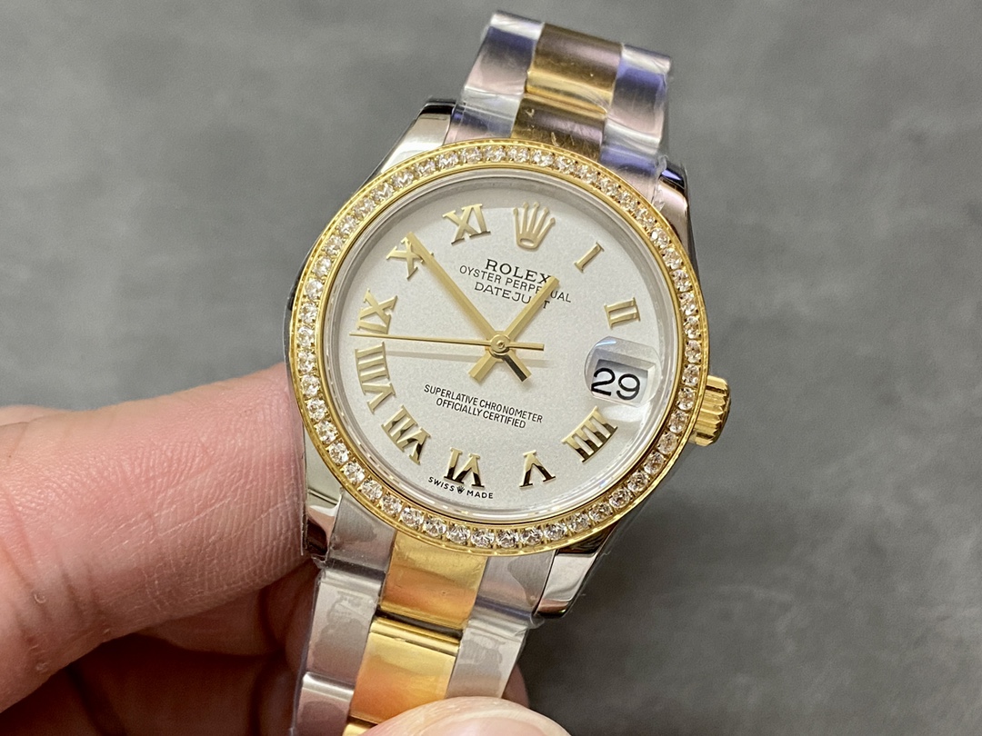 Rolex Datejust 31mm Stainless Steel and Yellow Gold 278383rbr 0001 White Roman Oyster