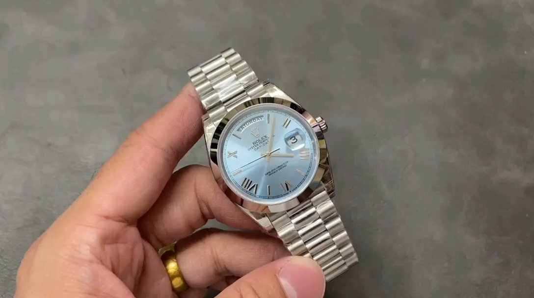 Rolex Day-Date 228206 Ice Blue Quadrant Dial Platinum 40MM Mens Replica Watch