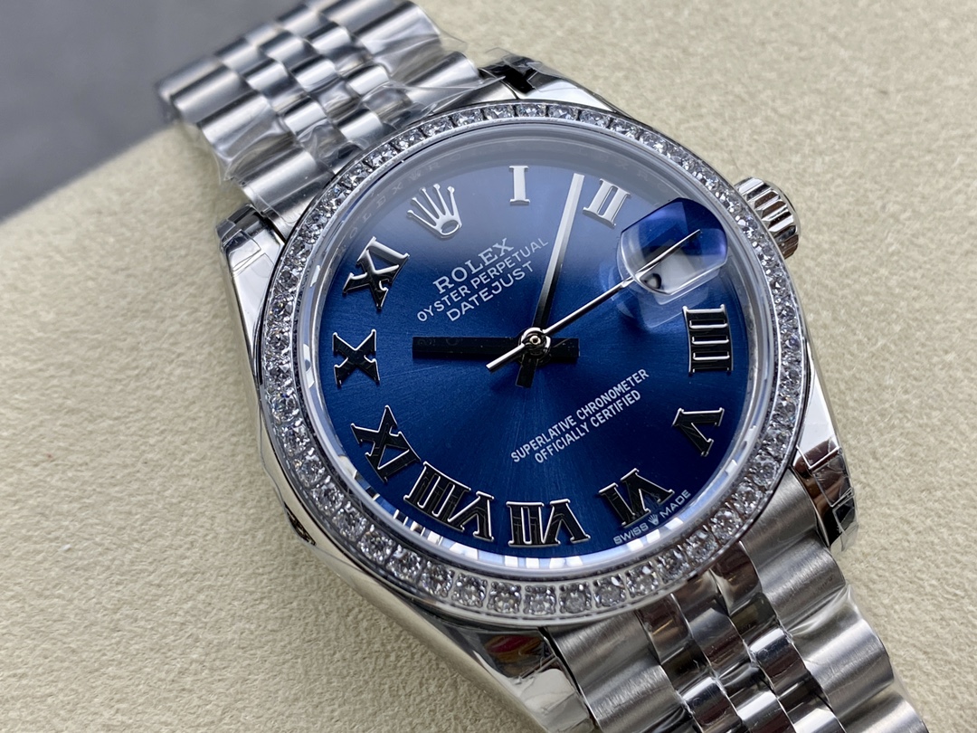 Rolex Datejust 31 Stainless Steel and White Gold Blue Roman Dial m278384rbr 0037 Women's Watch