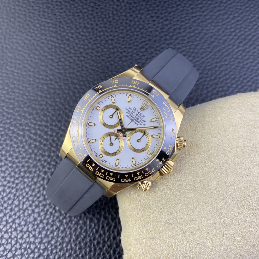 Rolex Cosmograph Daytona 116518LN White Dial Black Rubber Strap 40mm Mens Replica Watch