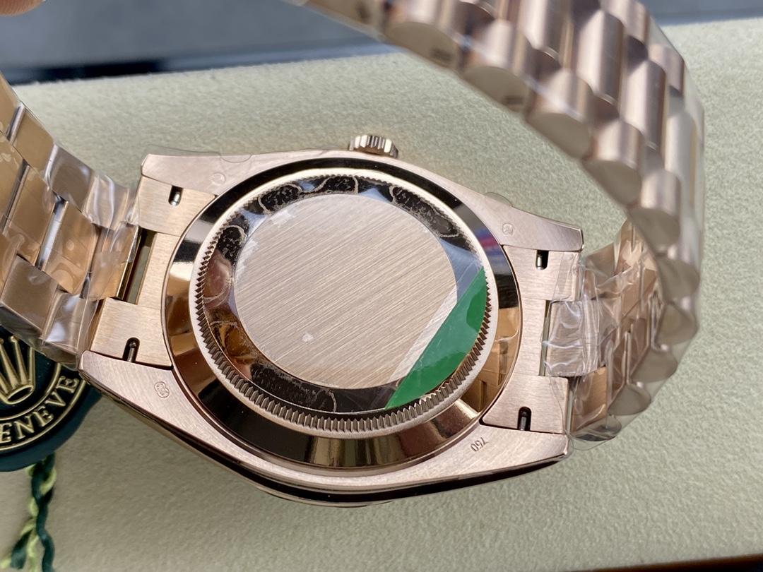 Rolex Day-Date 228345RBR 0011 Olive Green Roman Dial Diamond Bezel 40mm Mens Replica Watch