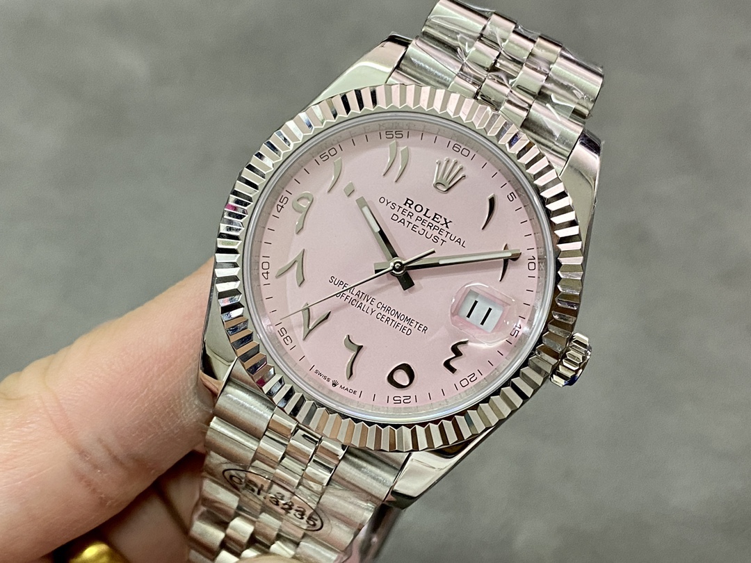 Rolex Datejust Middle Eastern Digital Pink Dial Fluted Bezel M126234