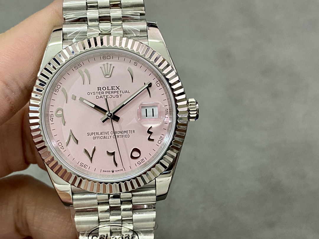 Rolex Datejust Middle Eastern Digital Pink Dial Fluted Bezel M126234