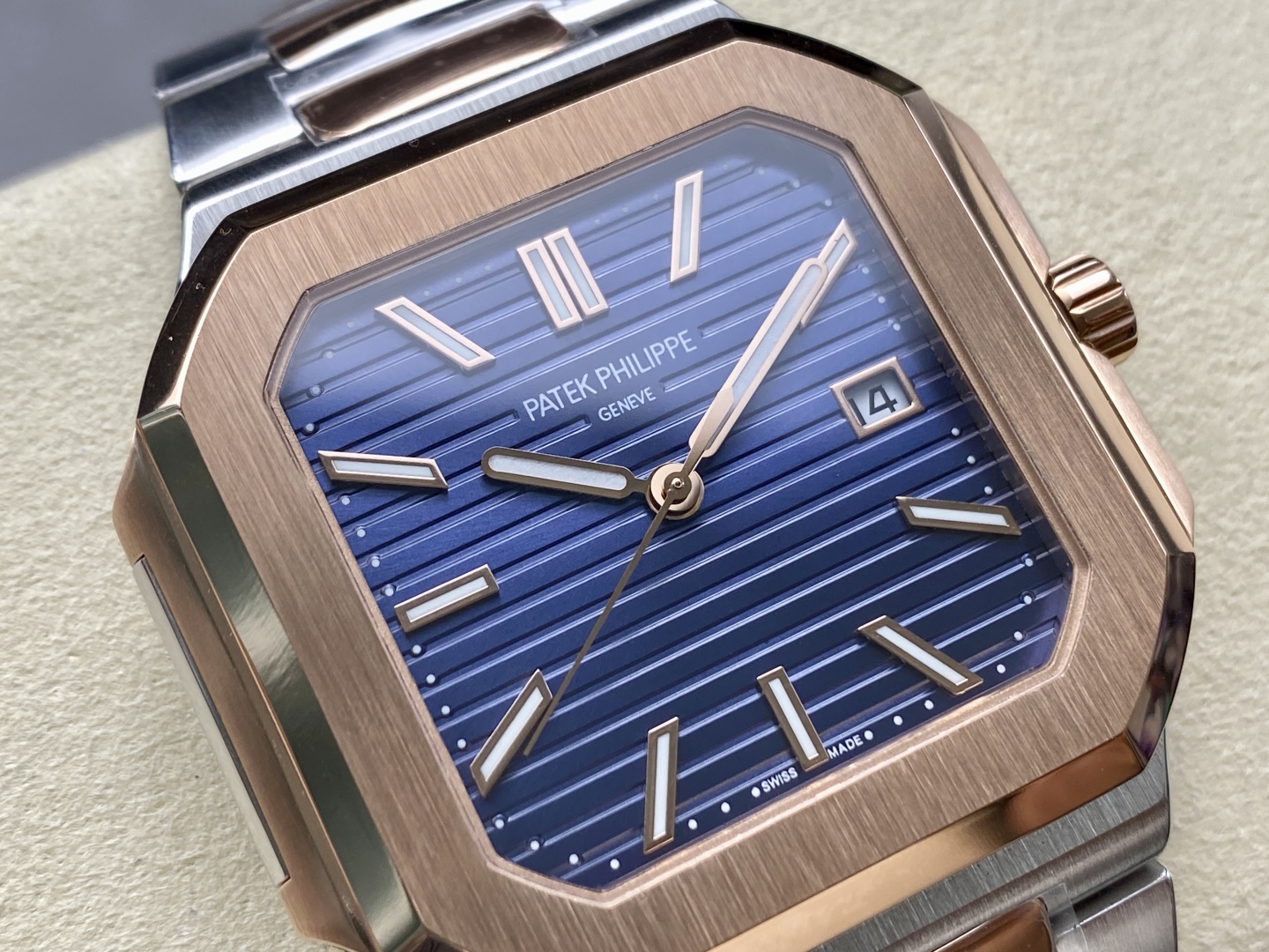 Patek Philippe Cubitus 5821/1AR-001 Stainless Steel Rose Gold Blue Dial Men's Watch