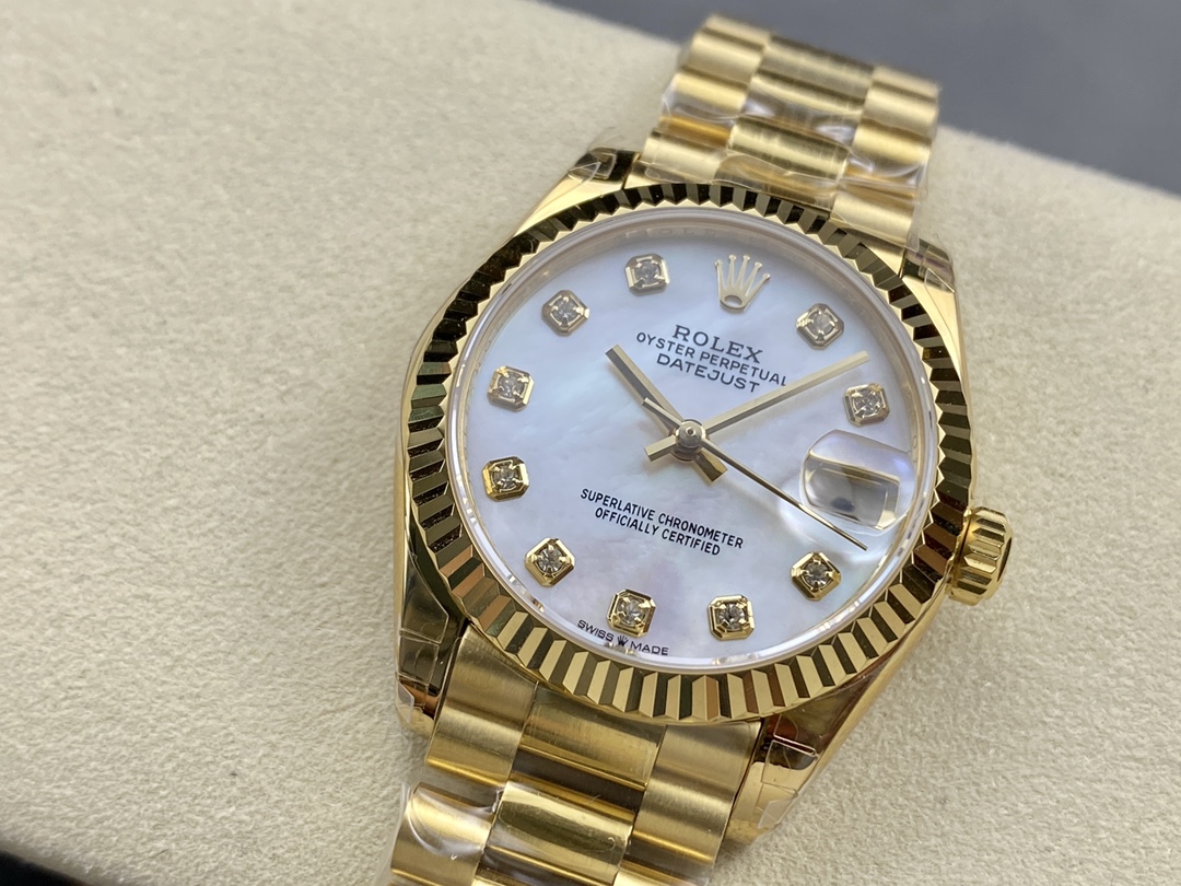 Rolex Datejust 31 Yellow Gold Mother-of-Pearl Diamond Dial M278278-0010 Women's Watch