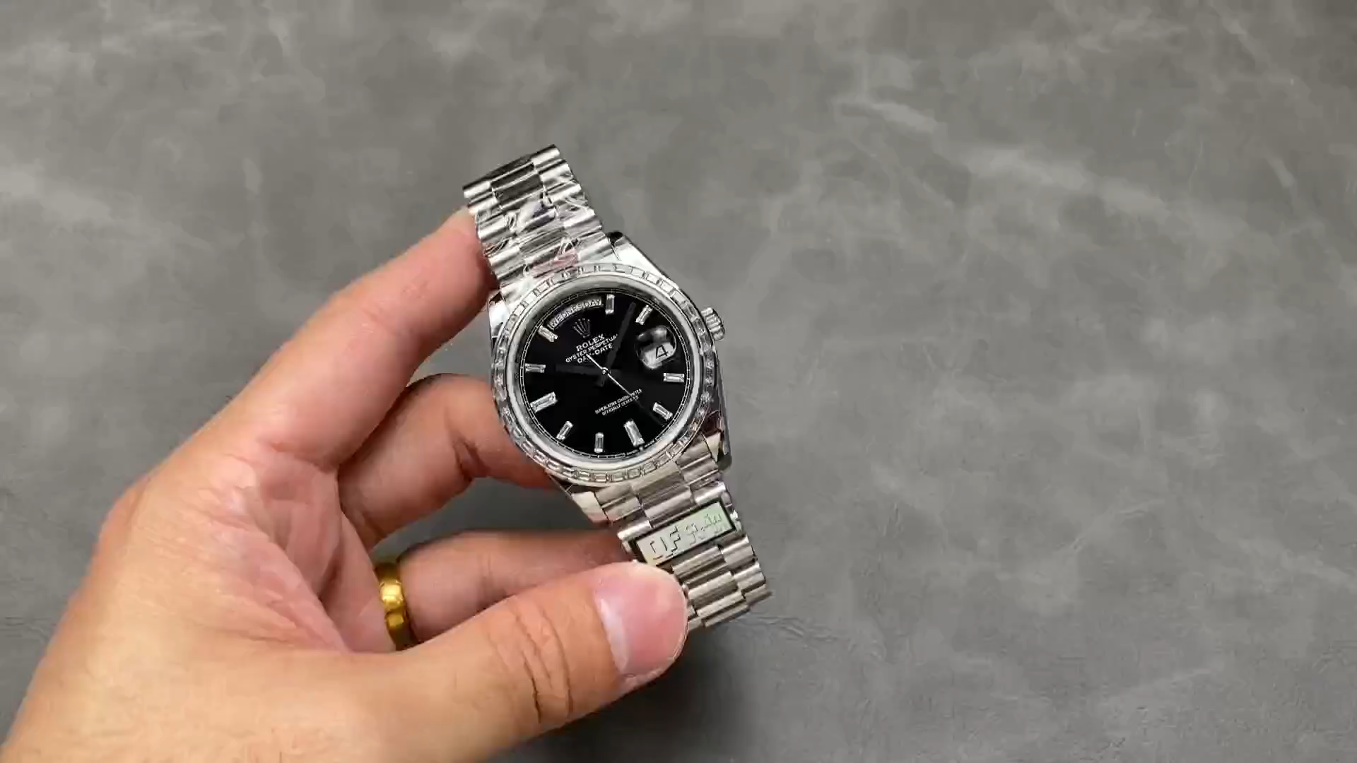 Rolex Day-Date 228396TBR 0024 Black Dial Diamond Bezel 40mm Mens Replica Watch