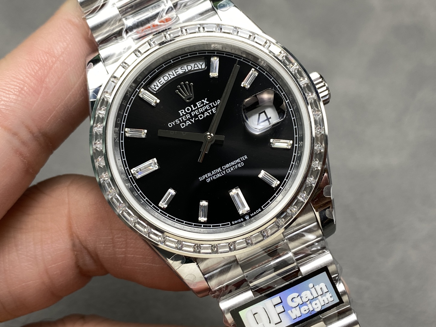 Rolex Day-Date 228396TBR 0024 Black Dial Diamond Bezel 40mm Mens Replica Watch