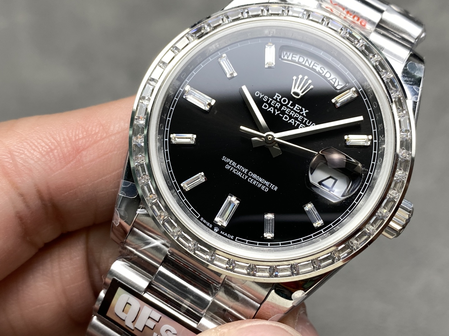 Rolex Day-Date 228396TBR 0024 Black Dial Diamond Bezel 40mm Mens Replica Watch